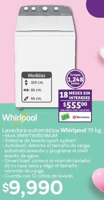 Soriana Híper Whirlpool lavadora automática oferta