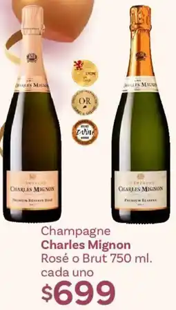 Soriana Híper Charles mignon champagne rosé o brut oferta