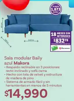 Soriana Híper Makora sala modular baily azul oferta