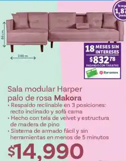 Soriana Híper Makora sala modular harper palo de rosa oferta