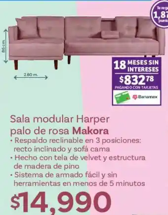 Soriana Híper Makora sala modular harper palo de rosa oferta