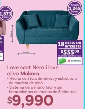 Soriana Híper Makora love seat neroli love olivo oferta