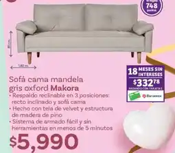 Soriana Híper Makora sofá cama mandela gris oxford oferta