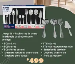 Soriana Súper Juego de 45 cubiertos de acero inoxidable acabado espejo oferta