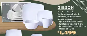 Soriana Súper Gibson home vajilla semicuadrada de cerámica oferta