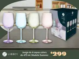Soriana Súper Libbey juego de 4 copas colors oferta