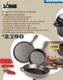 Soriana Súper Lodge juego de 3 sartenes y accesorios hierro fundido oferta
