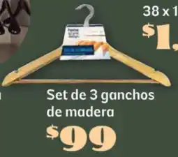 Soriana Súper Set de 3 ganchos de madera oferta