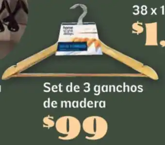 Soriana Súper Set de 3 ganchos de madera oferta