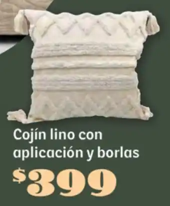 Soriana Súper Cojín lino con aplicación y borlas oferta