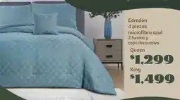 Soriana Súper Edredón 4 piezas microfibra azul oferta