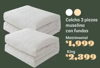 Soriana Súper Colcha 3 piezas muselina con fundas oferta