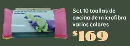 Soriana Súper Set 10 toallas de cocina de microfibra varios colores oferta