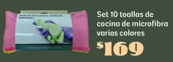 Soriana Súper Set 10 toallas de cocina de microfibra varios colores oferta