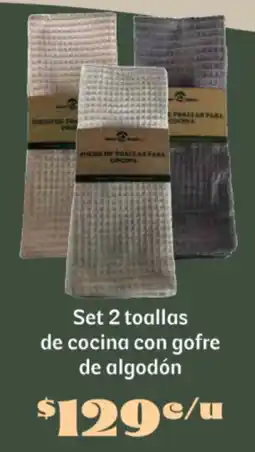 Soriana Súper Set 2 toallas de cocina con gofre de algodón oferta