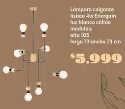 Soriana Súper Lámpara colgante lisboa 4w Energain luz blanco cálido oferta