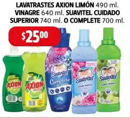 Farmacias Guadalajara Lavatrastes axion limón, vinagre, suavitel cuidado superior o complete oferta