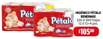 Farmacias Guadalajara Higiénico pétalo rendimax 320 ó 300 hojas oferta