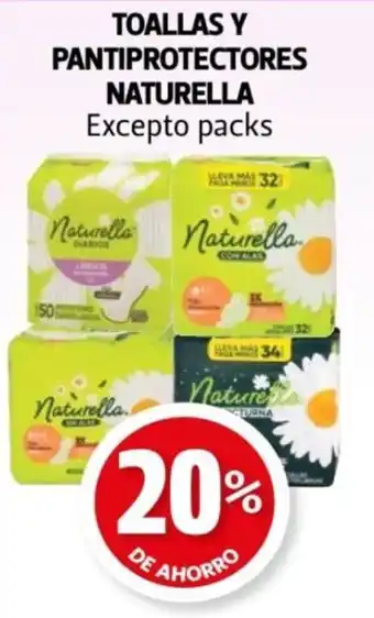 Farmacias Guadalajara Toallas y pantiprotectores naturella excepto packs oferta