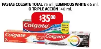 Farmacias Guadalajara Pastas colgate total luminous white o triple acción oferta