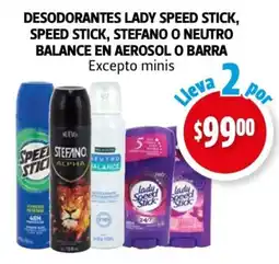 Farmacias Guadalajara Desodorantes lady speed stick, speed stick, stefano o neutro balance en aerosol o barra excepto minis oferta