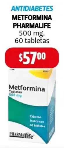 Farmacias Guadalajara Antidiabetes metformina pharmalife 60 tabletas oferta