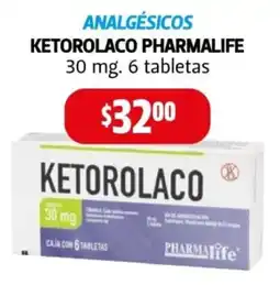 Farmacias Guadalajara Analgésicos ketorolaco pharmalife 6 tabletas oferta