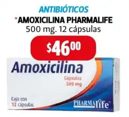 Farmacias Guadalajara Antibióticos amoxicilina pharmalife 12 cápsulas oferta