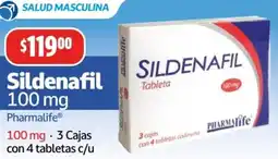 Farmacias Guadalajara Sildenafil Pharmalife 3 Cajas con 4 tabletas oferta