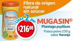 Farmacias Guadalajara Mugasin Plantago psyllium Frasco polvo sabor Naranja oferta