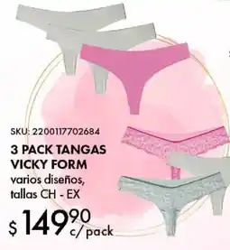 Woolworth 3 pack tangas VICKY FORM varios diseños, tallas CH - EX oferta