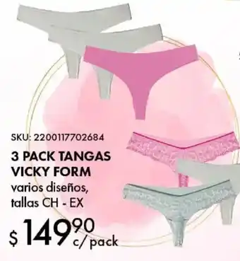 Woolworth 3 pack tangas VICKY FORM varios diseños, tallas CH - EX oferta