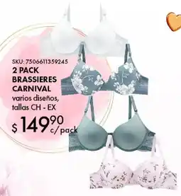 Woolworth 2 pack brassieres carnival varios diseños, tallas CH - EX oferta