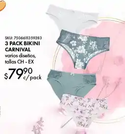 Woolworth 3 pack bikini carnival varios diseños, tallas CH - EX oferta