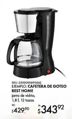 Woolworth Cafetera de goteo best home jarra de vidrio 12 tazas oferta