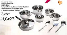 Woolworth Batería best home olla 24 cm, 3 cacerolas 16, 18 y 20 cm, sartén profundo 16 cm, sartén 24 cm, 6 tapas y 3 utensilios oferta
