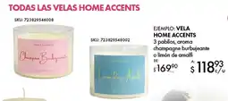 Woolworth Vela home accents 3 pabilos, aroma champagne burbujeante o limón de amalfi oferta
