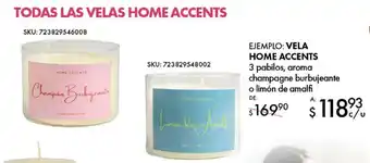 Woolworth Vela home accents 3 pabilos, aroma champagne burbujeante o limón de amalfi oferta