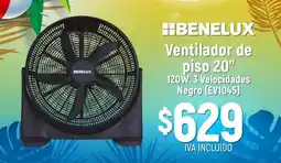 Boxito Benelux Ventilador de piso 20" 120W. 3 Velocidades Negro (EV1045) oferta