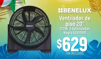 Boxito Benelux Ventilador de piso 20" 120W. 3 Velocidades Negro (EV1045) oferta