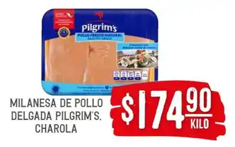 Soriana Híper MILANESA DE POLLO DELGADA PILGRIM'S, CHAROLA oferta