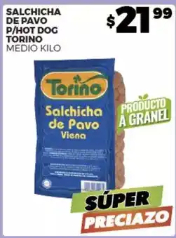 Merco Torino - salchicha de pavo p/hot dog oferta