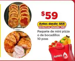 Bodega Aurrerá Paquete de mini pizza o de bocadillos oferta