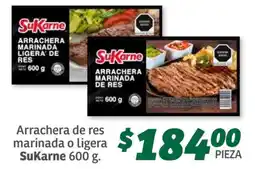 Soriana Súper Arrachera de res marinada o ligera SuKarne oferta