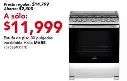 City Club Estufa de piso 30 pulgadas inoxidable Halia MABE oferta