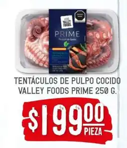 Soriana Híper Tentáculos de pulpo cocido, Valley Foods Prime 250 g oferta
