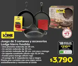 Soriana Híper Lodge juego de 3 sartenes y accesorios hierro fundido oferta