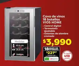 Soriana Híper Cava de vinos 18 botellas VIOS HOME oferta