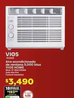 Soriana Híper Aire acondicionado de ventana 5,000 btus VIOS HOME oferta