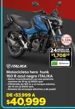 Soriana Híper Motocicleta hero hunk 160 R azul negro ITALIKA oferta